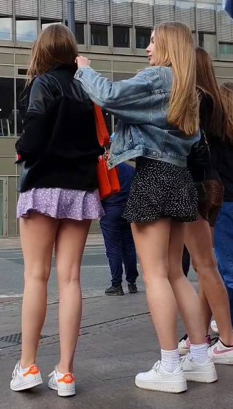 Short Skirts In Windy Day Sexy Candid Girls